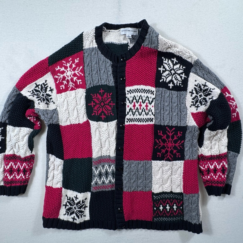 August Max Nordic Christmas Patchwork Snowflake C… - image 1